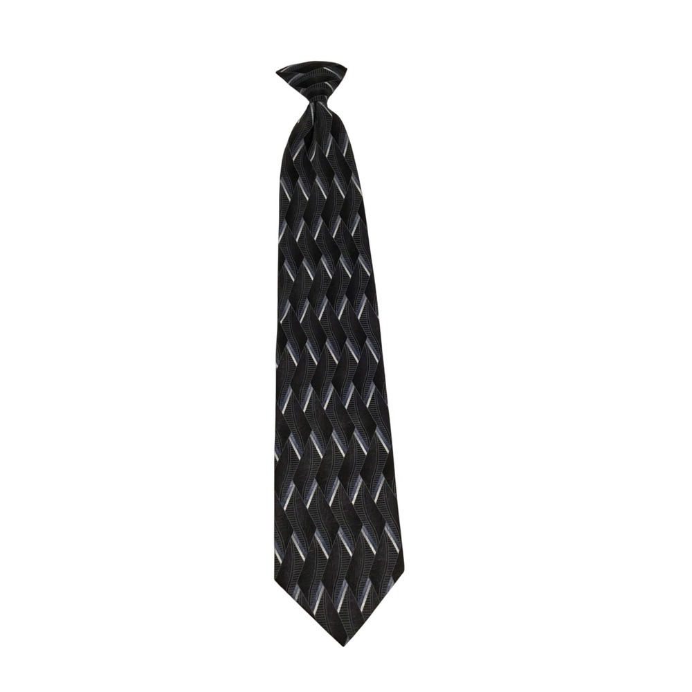 Stafford‎ Men's Black Geometric Pattern Clip On Tie Necktie
